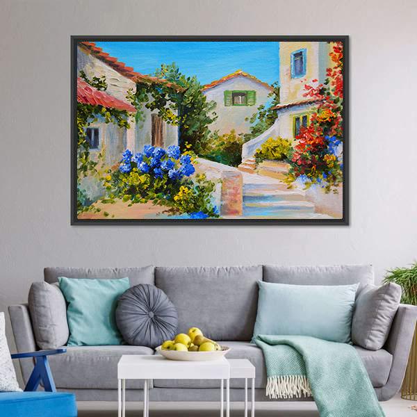 Houses Near The Sea Canvas Wall Art-5 Horizontal-Gallery Wrap-22" x 12"-Tiaracle