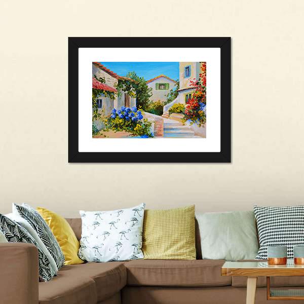 Houses Near The Sea Canvas Wall Art-5 Horizontal-Gallery Wrap-22" x 12"-Tiaracle