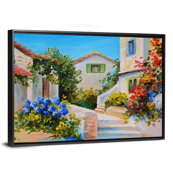 Houses Near The Sea Canvas Wall Art-5 Horizontal-Gallery Wrap-22" x 12"-Tiaracle