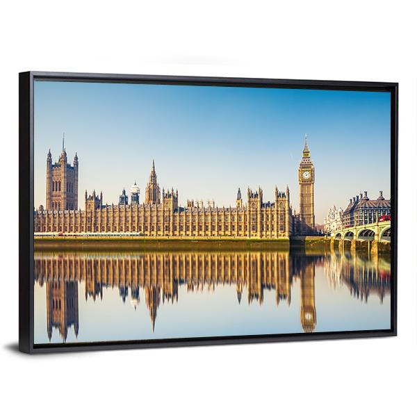 Houses Of Parliament In London Canvas Wall Art-3 Horizontal-Gallery Wrap-25" x 16"-Tiaracle