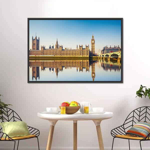 Houses Of Parliament In London Canvas Wall Art-3 Horizontal-Gallery Wrap-25" x 16"-Tiaracle