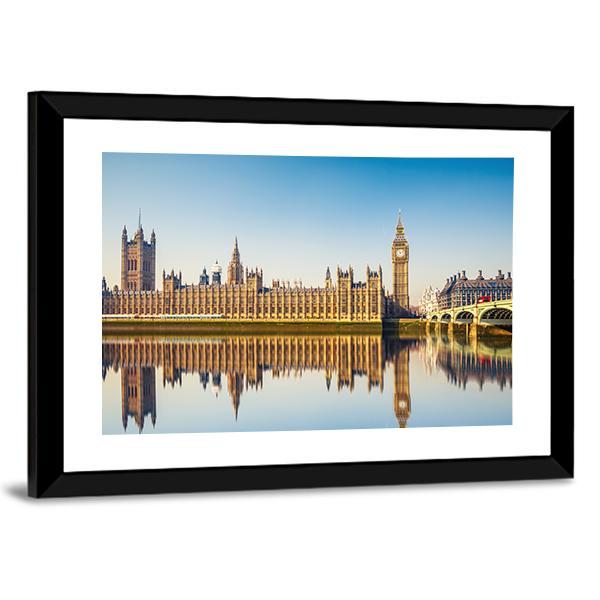 Houses Of Parliament In London Canvas Wall Art-3 Horizontal-Gallery Wrap-25" x 16"-Tiaracle