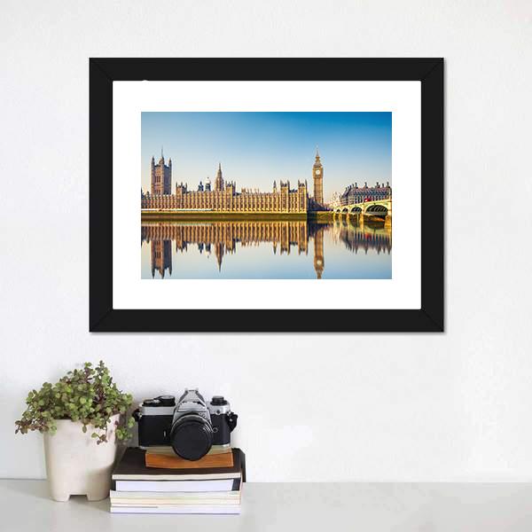 Houses Of Parliament In London Canvas Wall Art-1 Piece-Framed Print-20" x 16"-Tiaracle