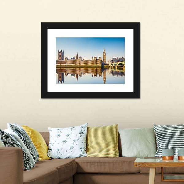 Houses Of Parliament In London Canvas Wall Art-3 Horizontal-Gallery Wrap-25" x 16"-Tiaracle