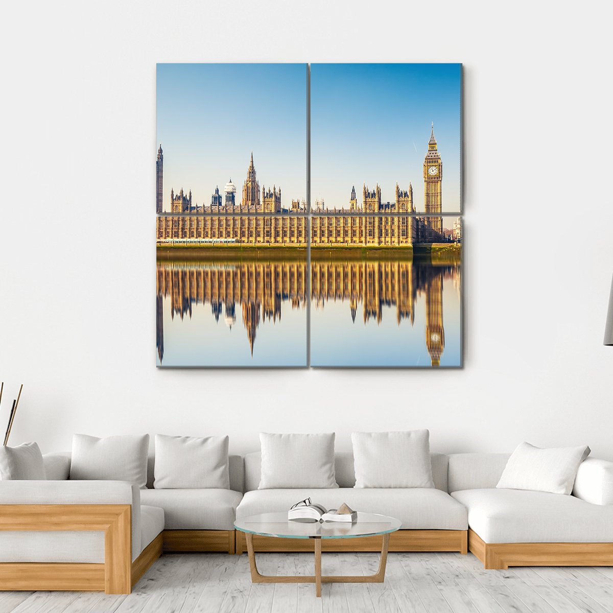 Houses Of Parliament In London Canvas Wall Art-4 Square-Gallery Wrap-17" x 17"-Tiaracle