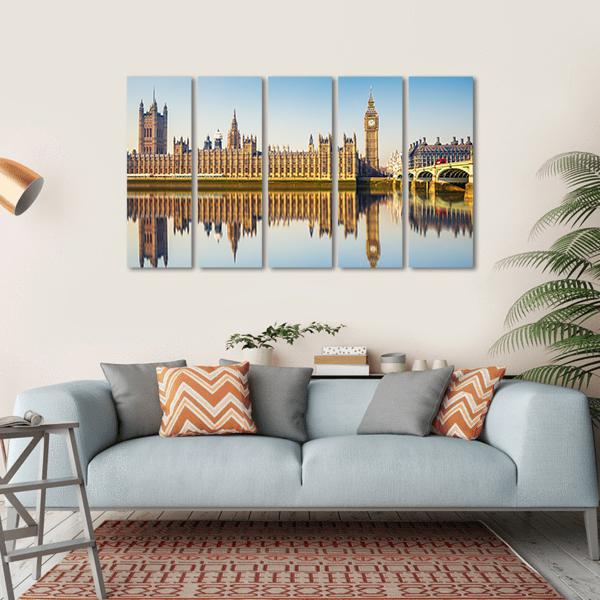 Houses Of Parliament In London Canvas Wall Art-5 Horizontal-Gallery Wrap-22" x 12"-Tiaracle