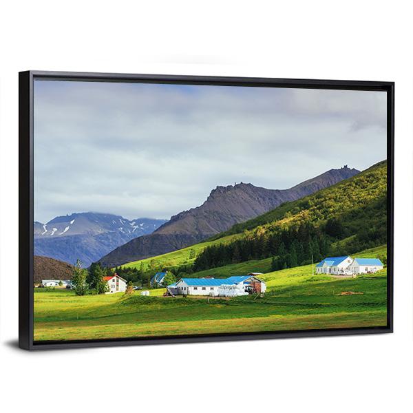 Houses On Mountains Canvas Wall Art-3 Horizontal-Gallery Wrap-25" x 16"-Tiaracle