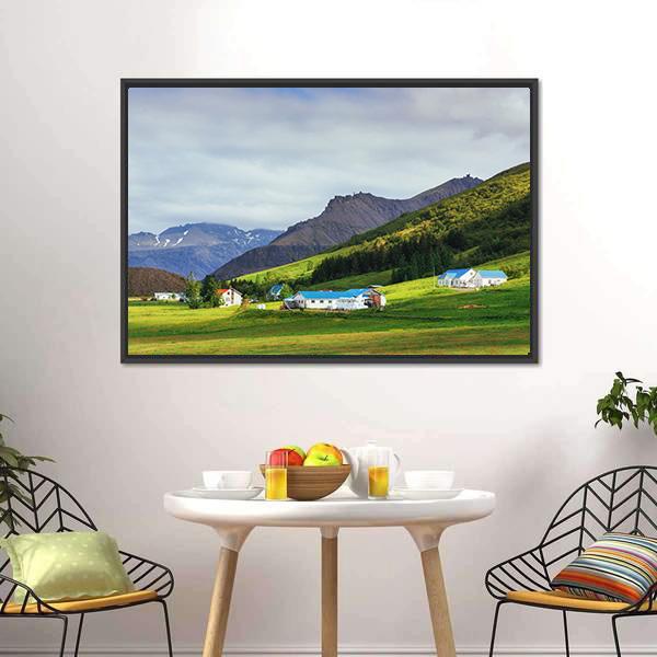 Houses On Mountains Canvas Wall Art-3 Horizontal-Gallery Wrap-25" x 16"-Tiaracle