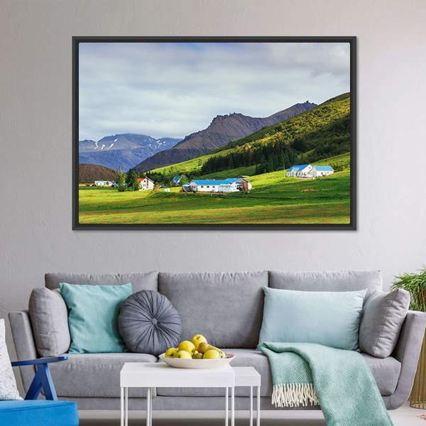 Houses On Mountains Canvas Wall Art-3 Horizontal-Gallery Wrap-25" x 16"-Tiaracle