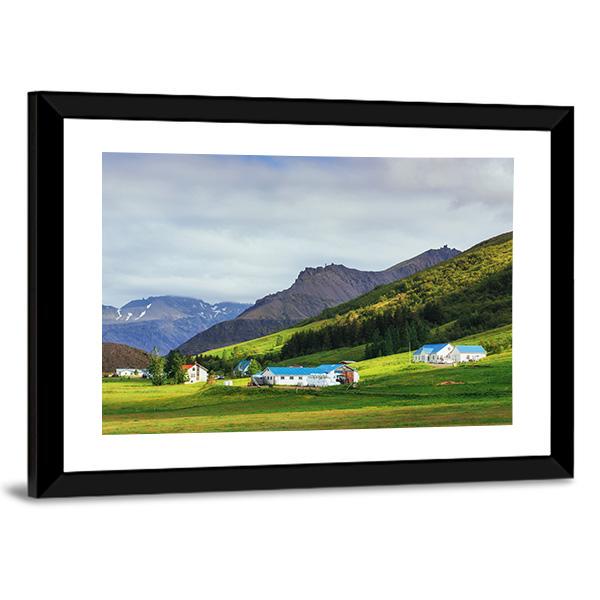 Houses On Mountains Canvas Wall Art-3 Horizontal-Gallery Wrap-25" x 16"-Tiaracle