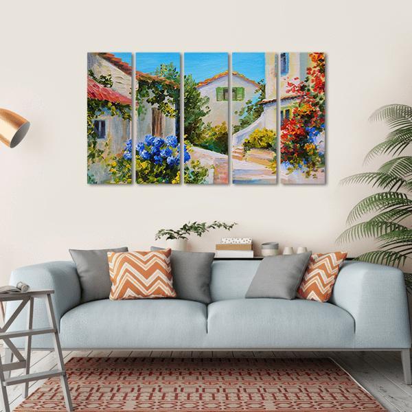 Houses Near The Sea Canvas Wall Art-5 Horizontal-Gallery Wrap-22" x 12"-Tiaracle