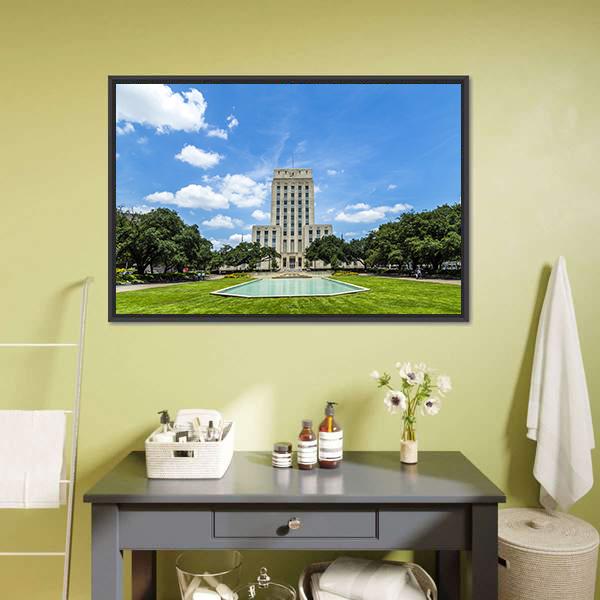Houston City Hall Canvas Wall Art-1 Piece-Floating Frame-36" x 24"-Tiaracle