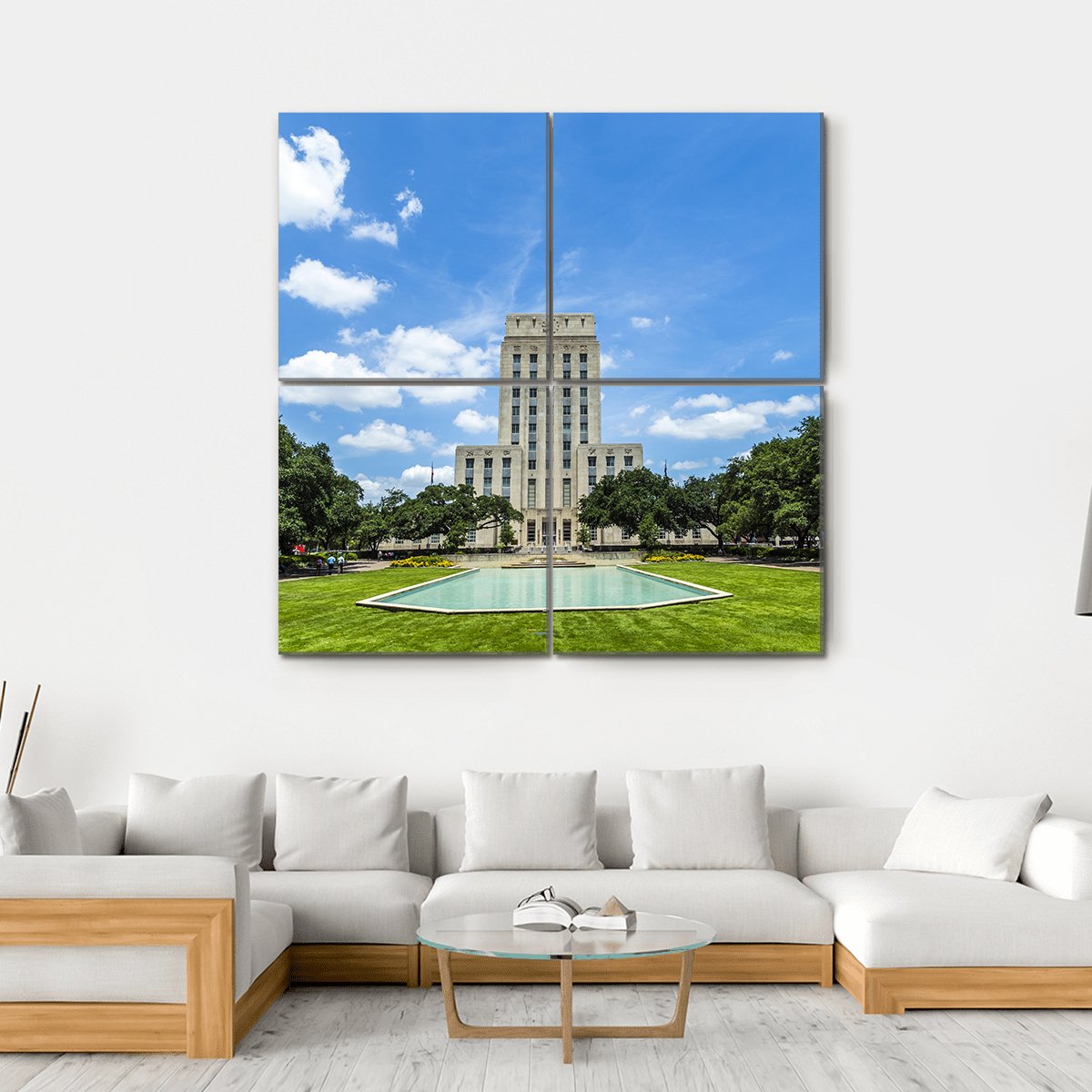 Houston City Hall Canvas Wall Art-4 Square-Gallery Wrap-17" x 17"-Tiaracle