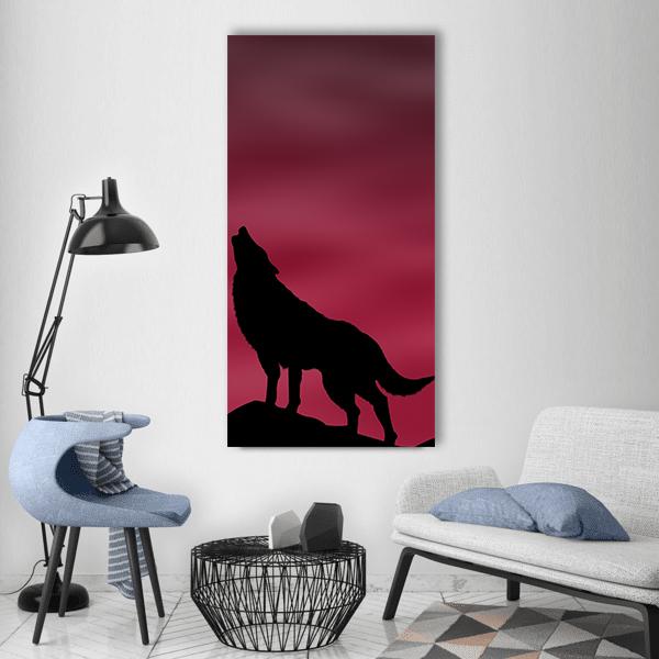 Howling Wolf At Moon Vertical Canvas Wall Art-1 Vertical-Gallery Wrap-12" x 24"-Tiaracle