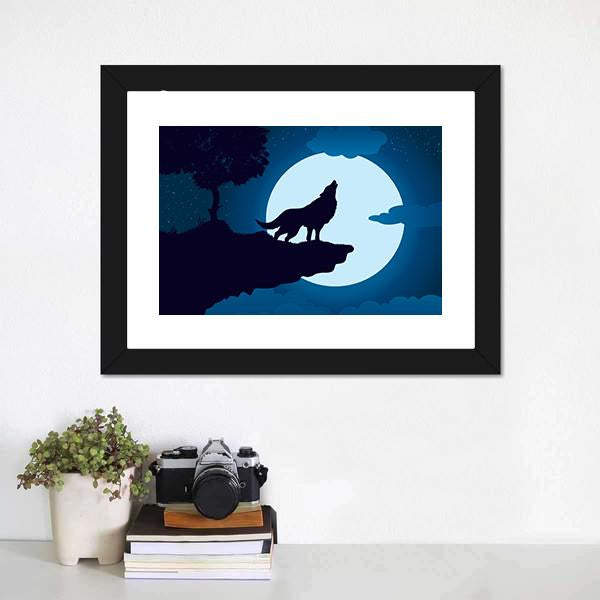 Howling Wolf Canvas Wall Art-1 Piece-Framed Print-20" x 16"-Tiaracle