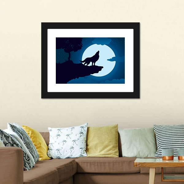 Howling Wolf Canvas Wall Art-3 Horizontal-Gallery Wrap-25" x 16"-Tiaracle