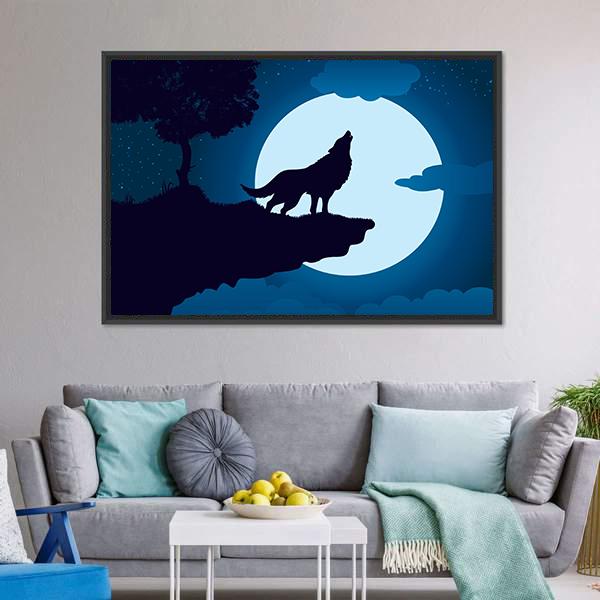 Howling Wolf Canvas Wall Art-3 Horizontal-Gallery Wrap-25" x 16"-Tiaracle
