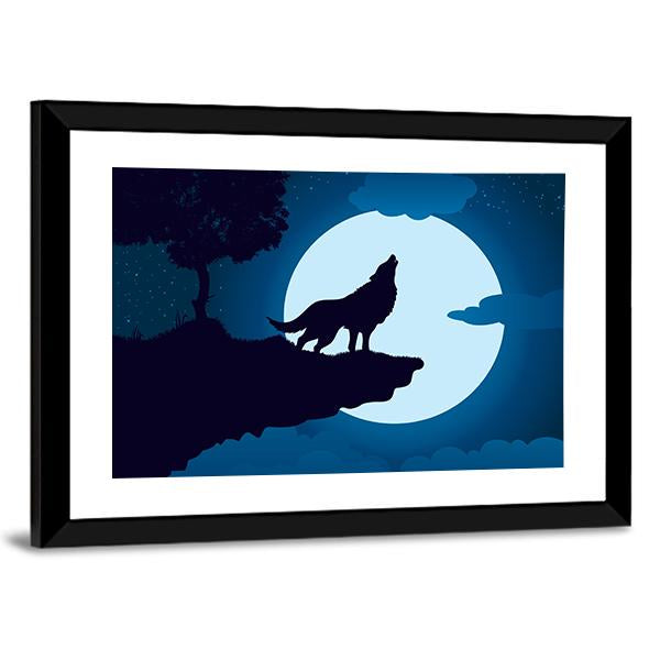 Howling Wolf Canvas Wall Art-3 Horizontal-Gallery Wrap-25" x 16"-Tiaracle
