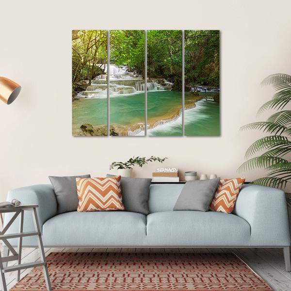 Huai Mae Kamin Waterfall Canvas Wall Art-4 Horizontal-Gallery Wrap-34" x 24"-Tiaracle