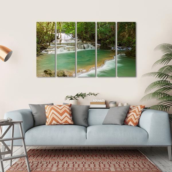 Huai Mae Kamin Waterfall Canvas Wall Art-4 Horizontal-Gallery Wrap-34" x 24"-Tiaracle