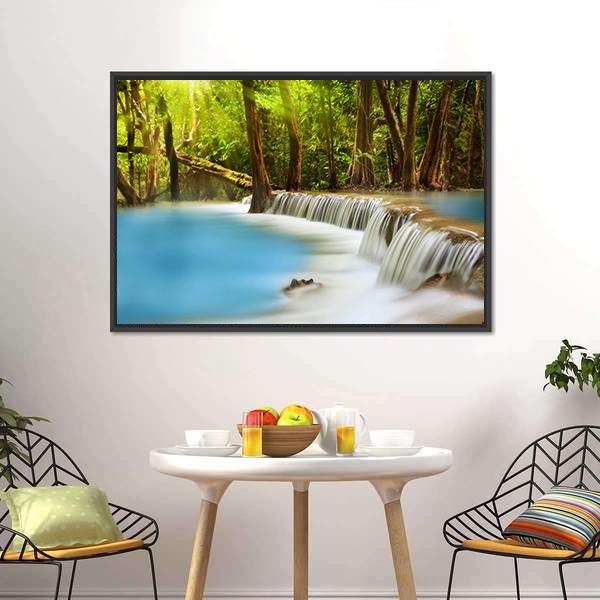 Huai Mae Kamin Waterfall Canvas Wall Art-3 Horizontal-Gallery Wrap-25" x 16"-Tiaracle