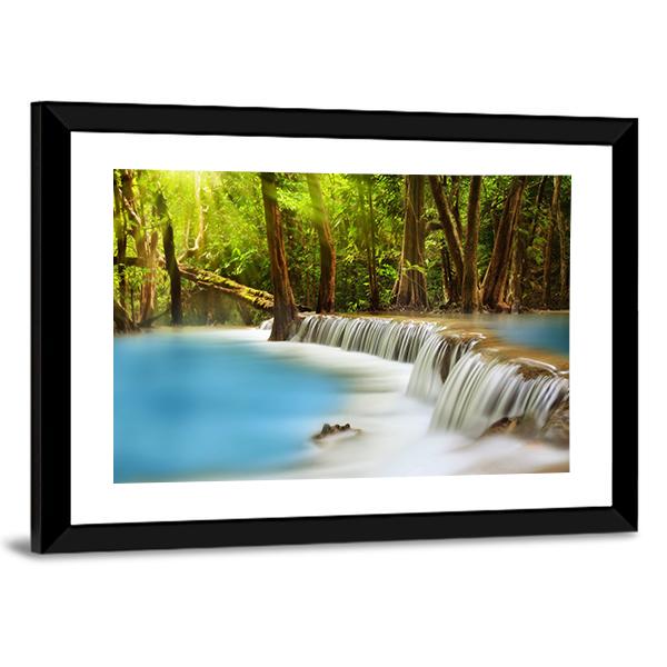 Huai Mae Kamin Waterfall Canvas Wall Art-3 Horizontal-Gallery Wrap-25" x 16"-Tiaracle