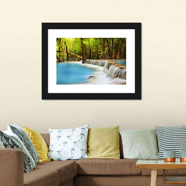 Huai Mae Kamin Waterfall Canvas Wall Art-3 Horizontal-Gallery Wrap-25" x 16"-Tiaracle
