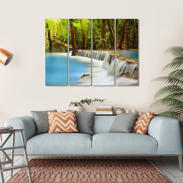 Huai Mae Kamin Waterfall Canvas Wall Art-4 Horizontal-Gallery Wrap-34" x 24"-Tiaracle