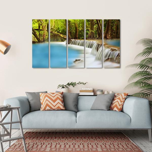 Huai Mae Kamin Waterfall Canvas Wall Art-5 Horizontal-Gallery Wrap-22" x 12"-Tiaracle