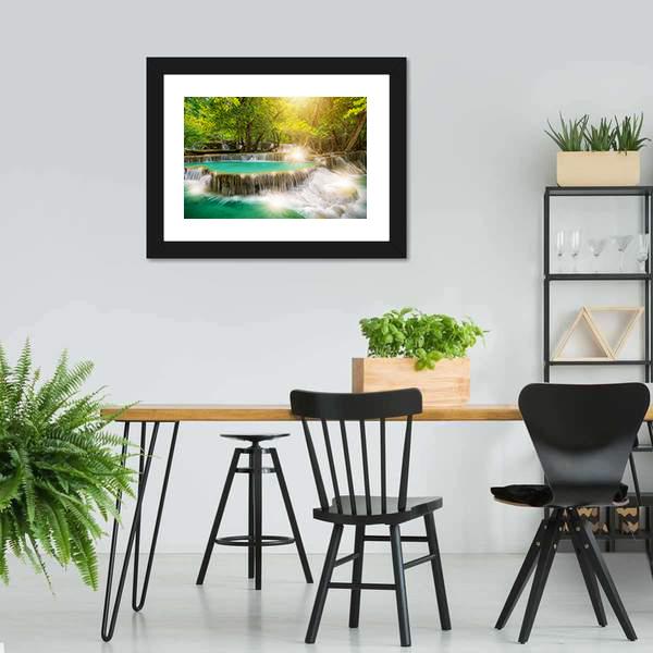 Huai Mae Kamin Waterfall Thailand Canvas Wall Art-3 Horizontal-Gallery Wrap-25" x 16"-Tiaracle