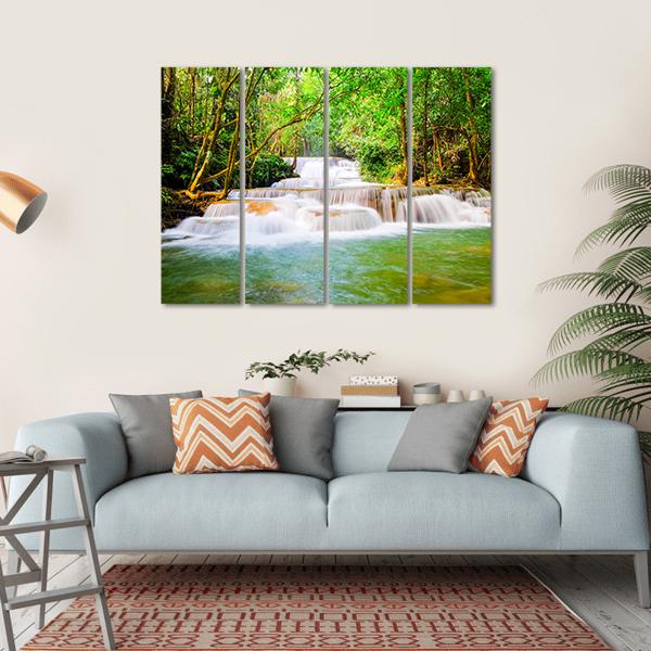 Huai Mae Khamin Waterfall Canvas Wall Art-4 Horizontal-Gallery Wrap-34" x 24"-Tiaracle
