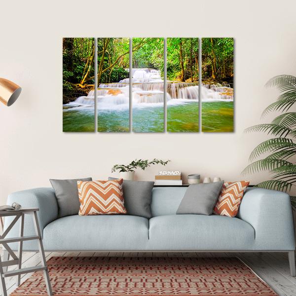 Huai Mae Khamin Waterfall Canvas Wall Art-5 Horizontal-Gallery Wrap-22" x 12"-Tiaracle