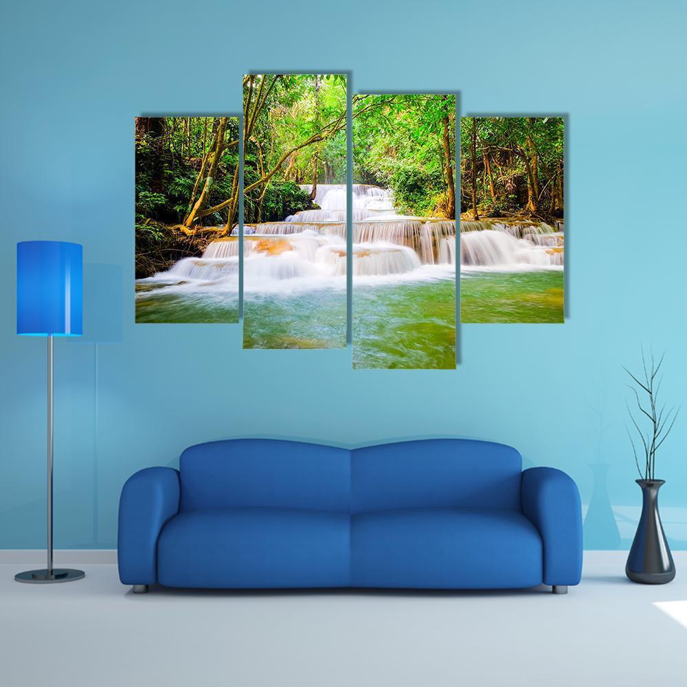Huai Mae Khamin Waterfall Canvas Wall Art-4 Pop-Gallery Wrap-50" x 32"-Tiaracle