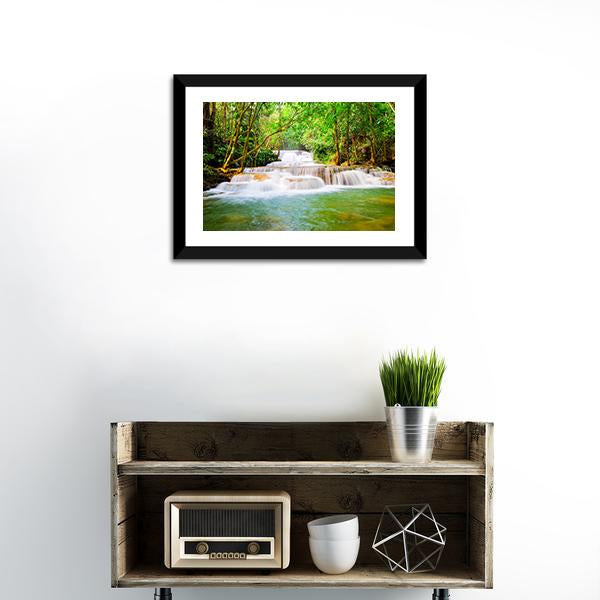 Huai Mae Khamin Waterfall Canvas Wall Art-1 Piece-Framed Print-20" x 16"-Tiaracle