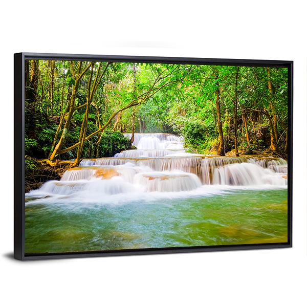 Huai Mae Khamin Waterfall Canvas Wall Art-3 Horizontal-Gallery Wrap-25" x 16"-Tiaracle