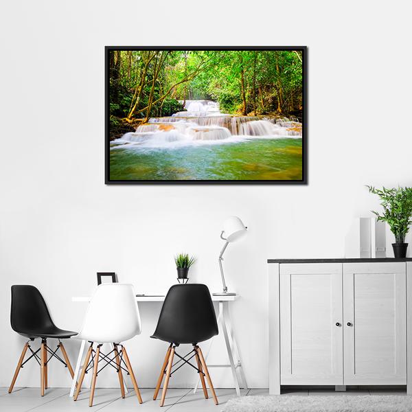 Huai Mae Khamin Waterfall Canvas Wall Art-3 Horizontal-Gallery Wrap-25" x 16"-Tiaracle