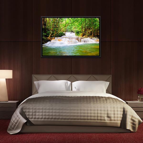 Huai Mae Khamin Waterfall Canvas Wall Art-3 Horizontal-Gallery Wrap-25" x 16"-Tiaracle