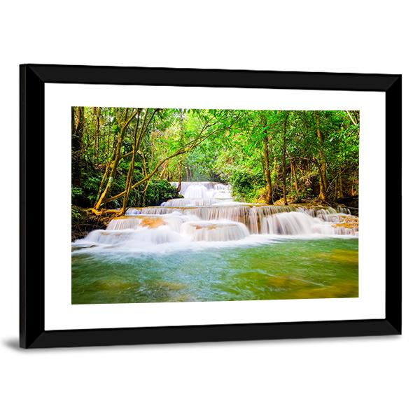 Huai Mae Khamin Waterfall Canvas Wall Art-3 Horizontal-Gallery Wrap-25" x 16"-Tiaracle