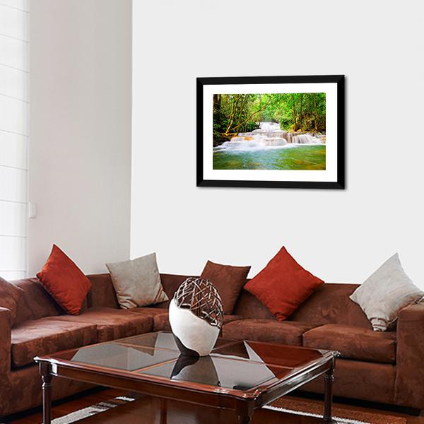 Huai Mae Khamin Waterfall Canvas Wall Art-3 Horizontal-Gallery Wrap-25" x 16"-Tiaracle