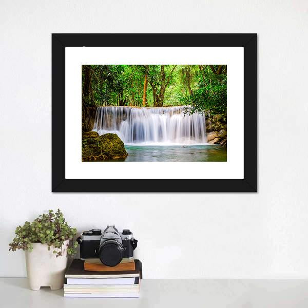 Huai Mae Khamin Waterfall Thailand Canvas Wall Art-1 Piece-Framed Print-20" x 16"-Tiaracle