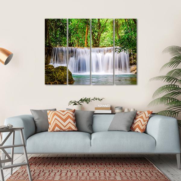 Huai Mae Khamin Waterfall Thailand Canvas Wall Art-4 Horizontal-Gallery Wrap-34" x 24"-Tiaracle