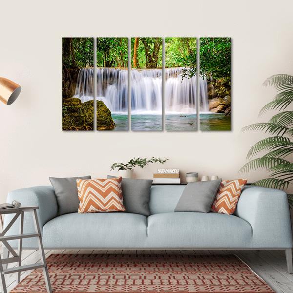 Huai Mae Khamin Waterfall Thailand Canvas Wall Art-5 Horizontal-Gallery Wrap-22" x 12"-Tiaracle