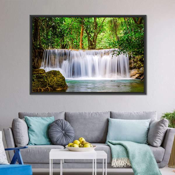 Huai Mae Khamin Waterfall Thailand Canvas Wall Art-5 Horizontal-Gallery Wrap-22" x 12"-Tiaracle