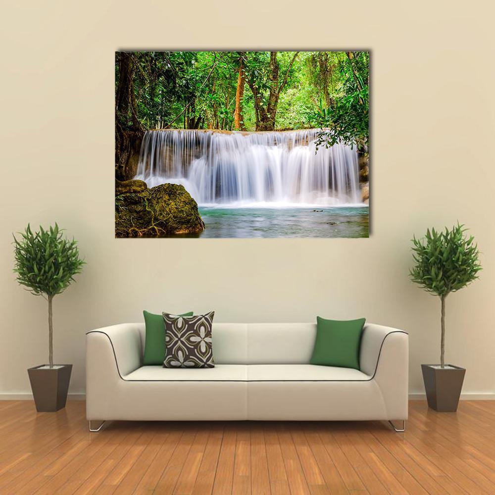 Huai Mae Khamin Waterfall Thailand Canvas Wall Art-1 Piece-Gallery Wrap-48" x 32"-Tiaracle
