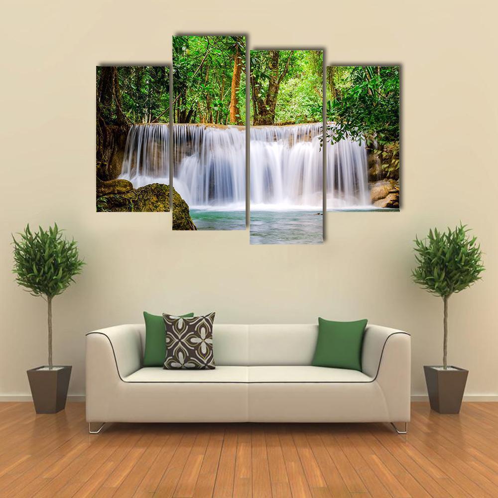 Huai Mae Khamin Waterfall Thailand Canvas Wall Art-4 Pop-Gallery Wrap-50" x 32"-Tiaracle