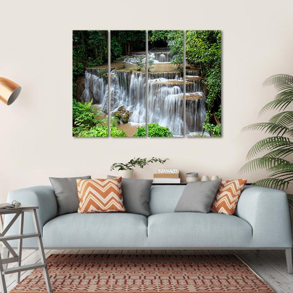 Huai Mae Khamin Waterfalls Canvas Wall Art-4 Horizontal-Gallery Wrap-34" x 24"-Tiaracle