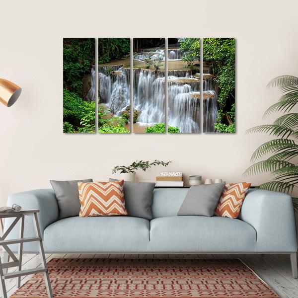 Huai Mae Khamin Waterfalls Canvas Wall Art-5 Horizontal-Gallery Wrap-22" x 12"-Tiaracle