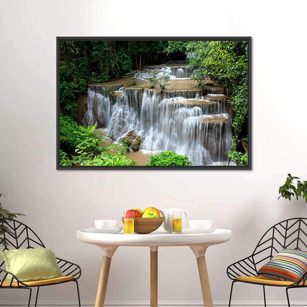 Huai Mae Khamin Waterfalls Canvas Wall Art-3 Horizontal-Gallery Wrap-25&quot; x 16&quot;-Tiaracle