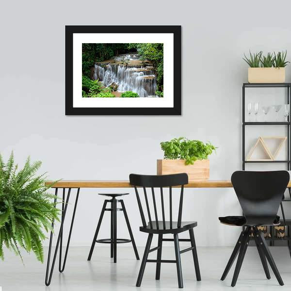 Huai Mae Khamin Waterfalls Canvas Wall Art-3 Horizontal-Gallery Wrap-25&quot; x 16&quot;-Tiaracle