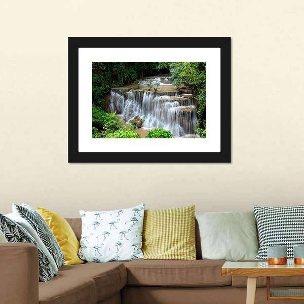 Huai Mae Khamin Waterfalls Canvas Wall Art-3 Horizontal-Gallery Wrap-25" x 16"-Tiaracle